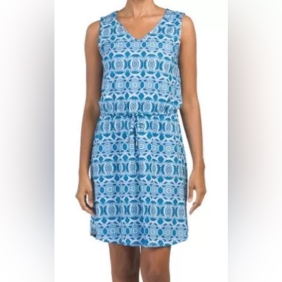 Cabana Life Other - Cabana Life UPF 50+ Map Printed Drawstring Cover-up Dress Womens size L